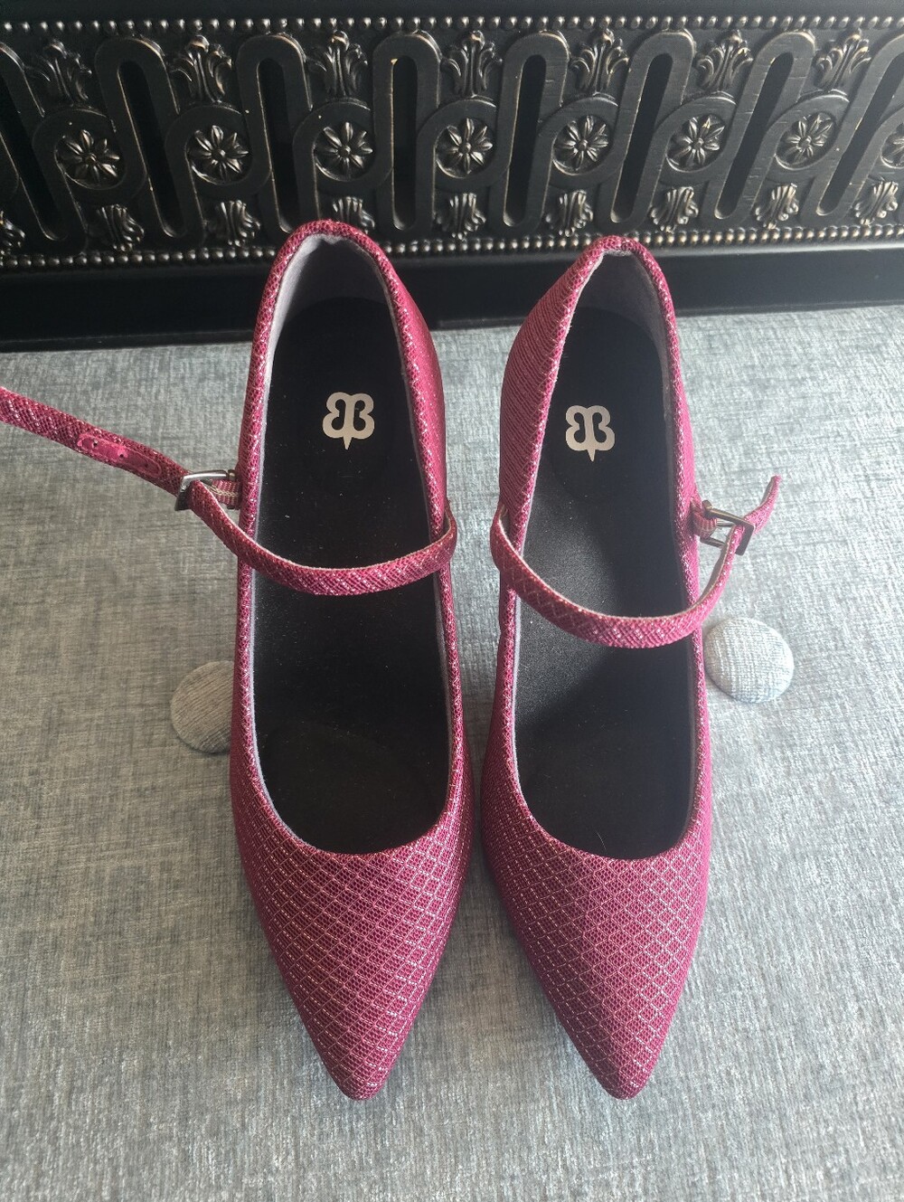 Betabrand Burgundy "Mile Maker" Pointed Mary Janes